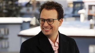 Dario Amodei, Anthropic’s CEO, speaking on CNBC’s “Squawk Box” outside the World Economic Forum in Davos, Switzerland, on Jan. 21, 2025.